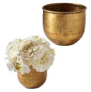 Pot bunga emas antik dekoratif rumah pot pot pot sukulen logam kualitas tinggi