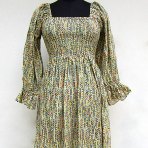 2025 dernière conception d'impression florale indien Boho nouveau saree en soie tissu femmes en gros robe courte bouton de taille naturel - Product Image 1