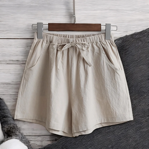 Short en lin, Short en lin taille haute pour femme, Short de plage en lin jaune avec poche, Short en lin femme, Short personnalisé - Product Image 3