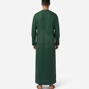 Premium Emirati Kandura <b>Men</b> Classic Arabic <b>Thobe</b> Collarless Design Tassel Detail Regular Fit Long Sleeve Traditional Cotton - Product Image 2