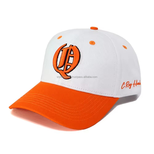 Custom Logo Hot Style Fashion Popular Old English Letter Embroidered Curved Bill <b>Cap</b> Two Toned White Orange <b>Baseball</b> <b>Caps</b> - Product Image 4