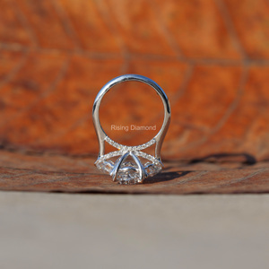 Bague de fiançailles en diamant de laboratoire de 4,25 carats, taille ovale, F-VS, trois pierres, or 14 carats, certifiée IGI, style bohème, cadeau d'anniversaire pour - Product Image 6