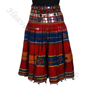 Falda de rabari hecha a mano con bordado Vintage, faldas de arte hechas a mano para mujer - Product Image 6