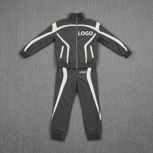 Ensemble de survêtement streetwear pour homme, coupe ample, respirant, brodé, tissé, zippé, coupe-vent, grande taille, personnalisé, pour l'hiver - Product Image 1