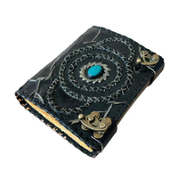 Carnet en cuir rigide brodé de pierres précieuses Hocus Pocus, double fermeture, livre de sorts, grimoire vintage Wiccan, religieux, Saint-Valentin