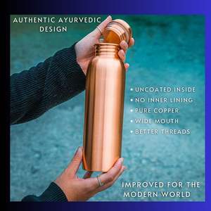 Botella de agua de cobre con logotipo personalizado al por mayor, diseño de metal martillado de cobre puro, marca de esquí ecológica para gimnasio, fiesta, uso al aire libre - Product Image 3