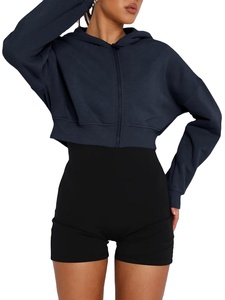 Ropa de gimnasio personalizada Sudaderas con capucha de cuello alto con cremallera completa Chándal Jogging Crop Top Chaqueta cortavientos Conjunto de dos piezas Sudaderas con capucha para mujer 2026 - Product Image 2
