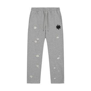 Pantalons de survêtement décontractés en molleton avec trous et cordon de serrage pour hommes, style streetwear, pantalon ample surdimensionné - Product Image 5