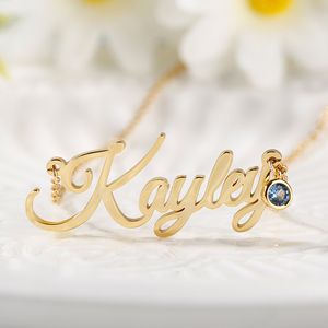 Jeulia Personalized Sterling Silver <b>Name</b> <b>Necklace</b> <b>with</b> <b>Birthstone</b>-Trendy Rhodium Plated Gift - Product Image 6