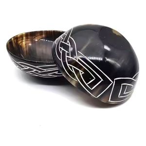 Cuenco de cuerno de búfalo pulido decorativo, artículos de arte artesanal indio, estilo de Animal náutico clásico para uso doméstico, disponibles en varios tamaños - Product Image 3