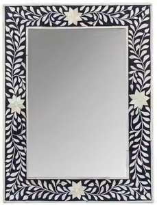 Espejo de pared con incrustaciones de hueso de lujo decorativo de la India a precio mayorista por artesanía creciente - Product Image 2