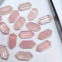 Cuarzo Rosa Facetado 100% Natural Calidad AAA+ en Forma de Lápiz, Cristal Rosa Mineral de Doble Terminación 10x5mm, Joyería Suelta de Tercera Calidad