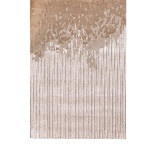 Tapis en laine et viscose tufté à la main, blanc ivoire, 10 mm, motif abstrait rayé rectangulaire pour salon, couloir - Tra-15204 - Product Image 4