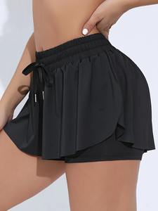 Short chaud élastique taille haute pour femme Couleur unie Slim Fit Sports et Yoga Short portable à l'extérieur - Product Image 4