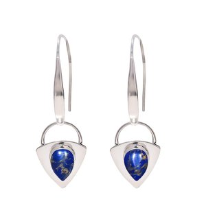 Pendientes colgantes de cobre y lapislázuli, plata de ley 925, joyería de piedras preciosas hecha a mano, regalo de lujo para mujer - Product Image 4