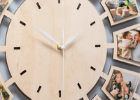 Horloge personnalisée en bois avec 12 photos pour les photos de mariage en famille