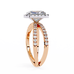 Anillo de compromiso de halo de oro de 14 quilates con corte de esmeralda de 1,50 quilates certificado por IGI con joyería de boda de doble banda - Product Image 5