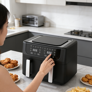 Freidora de Aire Digital Clásica de 9L con Doble Cesta, Sin Aceite, de Acero Inoxidable, Diseño Cuadrado Moderno, Eléctrica y Manual para el Hogar - Product Image 6