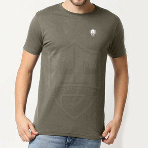 Camisetas de gimnasio de cuello redondo de moda de talla grande para hombre, de punto ligero Top de secado rápido, logotipo personalizado, corto único, estampado sólido, Fitness - Product Image 1