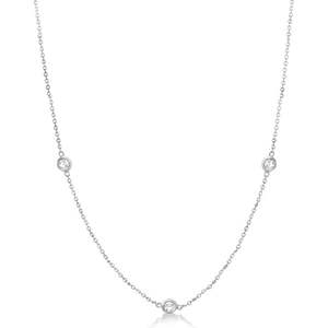 สร้อยคอทองคำขาว 14k ประดับเพชรแบบสามเม็ดทรงกลม 0.50 กะรัต - Product Image 2