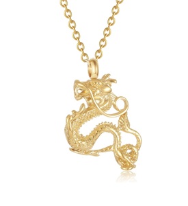 Collares de urna de dragón dorado para cenizas, joyería de recuerdo, colgante de urna de cremación de acero inoxidable para hombres y mujeres, tamaño personalizado - Product Image 1