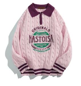 Men's Custom Pullover Knitwear Polo <b>Cable</b> Full Sleeve Zipper Embroidery <b>Knit</b> Men Polo Neck <b>Sweater</b> - Product Image 3