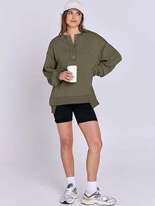 Sudadera Holgada con Capucha para Mujer, Color Verde Oliva, Manga Larga, Suave, Informal, Cómoda, Ajuste Holgado, Uso Diario, Personalizable - Product Image 6