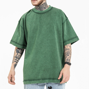 Vente en gros T-shirt Hip Hop unisexe de haute qualité vierge délavé à la pierre T-shirt surdimensionné 100% coton délavé à l'acide T-shirt Vintage personnalisé - Product Image 2