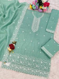 ชุดสلوارแบบเย็บเต็มตัว ลายปักทองหรูหรา พร้อมงานปักเลื่อมหนักแน่น ชุดปาลาซโซสำหรับส่งออก - Product Image 3