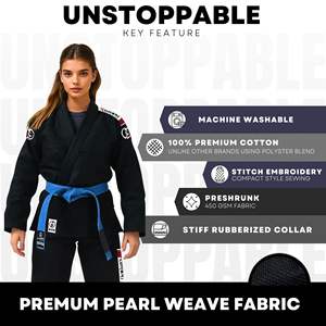 Uniforme de Jiu-Jitsu Brasileño Personalizado, Kimono de Tejido Perlado de 350 g/m² Preencogido, Traje de Jiu-Jitsu Brasileño con Logotipo Bordado, Suministro de Fábrica de Artes Marciales - Product Image 2