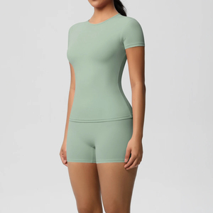 Women's Summer Sports <b>Bodysuits</b> Jumpsuits 2PC Quick-Drying Gym Leggings Cycling Shorts Set Breathable Stretchy <b>Slim</b> Fitness - Product Image 3