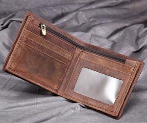 Pure <b>Leather</b> <b>Wallet</b> Zipper Card Holder Genuine <b>Leather</b> Pocket <b>Wallet</b> for Unisex - Product Image 1