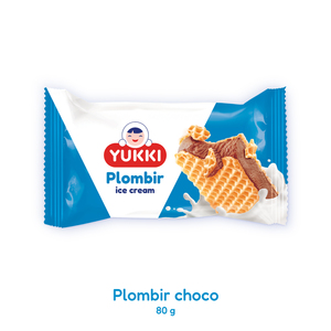 YUKKI Plombir chocolat vanille en feuilles de gaufres 80g, Vente en gros du fabricant - Product Image 1