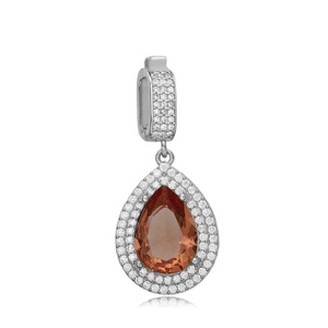 Diseño de pera Sultanite CZ Dangle Charm para brazalete Plata de Ley 925 Joyería artesanal al por mayor - Product Image 5