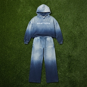 Conjunto de Sudadera Oversize con Efecto Degradado y Pantalones Anchos de Felpa para Mujer, Chándal de Algodón Estilo Urbano OEM ODM - Product Image 6