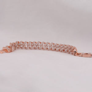 <b>Rose</b> <b>Gold</b> Plated Moissanite Cut Diamond Bracelet Men's Style Full Iced Cuban Link Chain Bracelet Hip Hop Rapper Style Men Gift - Product Image 6