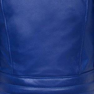 Veste d'hiver de luxe pour homme en cuir souple bleu avec détails artisanaux, imperméable et respirante, style intemporel - Product Image 5