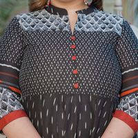 Ensemble 2 pièces pour femme, Kurti Anarkali imprimé Ikat en coton, grande taille, couleur noire, coupe régulière, tissu doux, élégant, pour tous les jours et occasions formelles