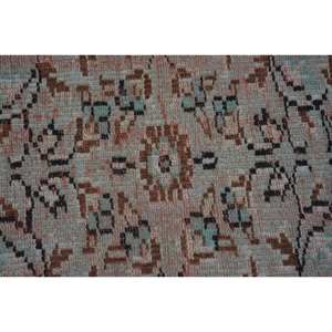 Alfombra turca Vintage de 4,4X7,3 pies, diseño de retazos verde y marrón, Material de algas marinas, área grande, pasillo rectangular para decoración de habitación - Product Image 5