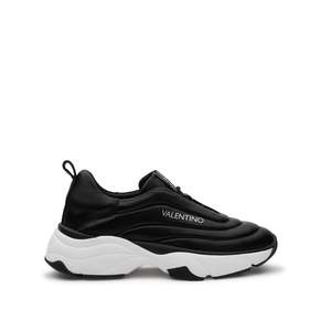 <span class=keywords><strong>Sneakers</strong></span> Loto Black da donna in pelle vegana di produzione italiana con logo ricamato, suola in gomma bianca e design chunky - Product Image 1