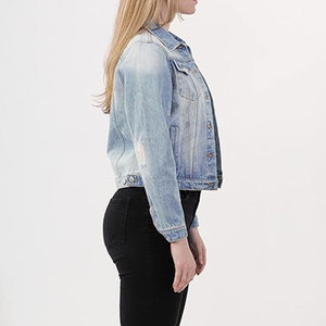 Femmes Slim Fit 100% coton Jeans vestes Long hiver col montant respirant imprimé teint tissu adultes approvisionnement en gros - Product Image 6