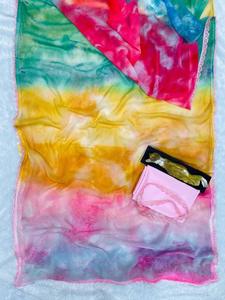 Women Bollywood Style Trending Designer Faux Georgette Printed Saree With Blouse Launch Presenting Alia Bhatt in <b>Tie</b>-dye Saree - Product Image 3