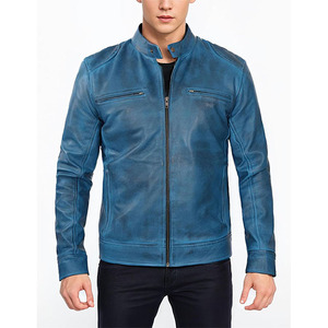Nouvelle veste en cuir vintage décontractée pour homme, design de tenue de printemps, veste en cuir de motard avec poche, veste en cuir de crocodile pour homme - Product Image 1