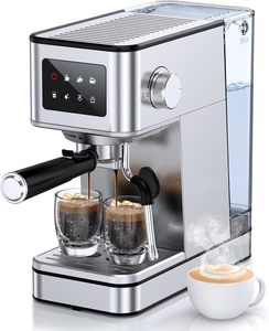 Machine à expresso de haute qualité, machine à expresso compacte 20 bars avec mousseur à lait vapeur, machine à café en acier inoxydable - Product Image 2