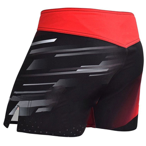 Red Black Color Custom Logo <b>Make</b> <b>Your</b> <b>Own</b> Good Quality Breathable Eco Friend Lightweight Fabric MMA Shorts BY AMAZING INDUSTRIES - Product Image 5