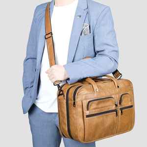 Professionnel personnalisé en cuir véritable mallette pour ordinateur portable sac de messager fermeture éclair personnalisable couleur Logo Durable résistant à l'eau - Product Image 3