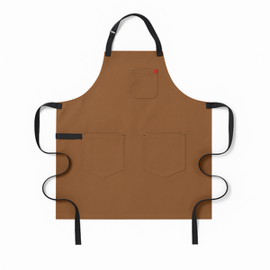 Delantal sin Mangas de Lona Marrón con 3 Bolsillos, Lavable a Máquina, para Cocina, Uso Diario, Estilo Simple, Tejido - Product Image 1