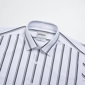 Camisa de Vestir a Rayas de Verano para Hombre Aristino, Cuello Mao, Bordada, Antiarrugas, Transpirable, ALS1860Z, Precio de Mayoreo - Product Image 2