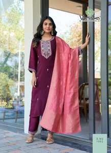 Vaniska Fantasy VOL 1คอลเลกชัน kurta/kurti ของผู้หญิงอินเดียและปากีสถานที่มีการออกแบบผ้าแจ็คการ์ดลายปักขอบ - Product Image 3