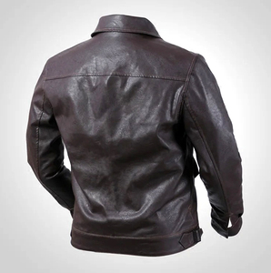 Chaqueta de piel sintética de Aviador de piel de oveja ajustada de alta calidad para hombre chaqueta de invierno con cuello vuelto de cuero Real personalizada para hombre - Product Image 2